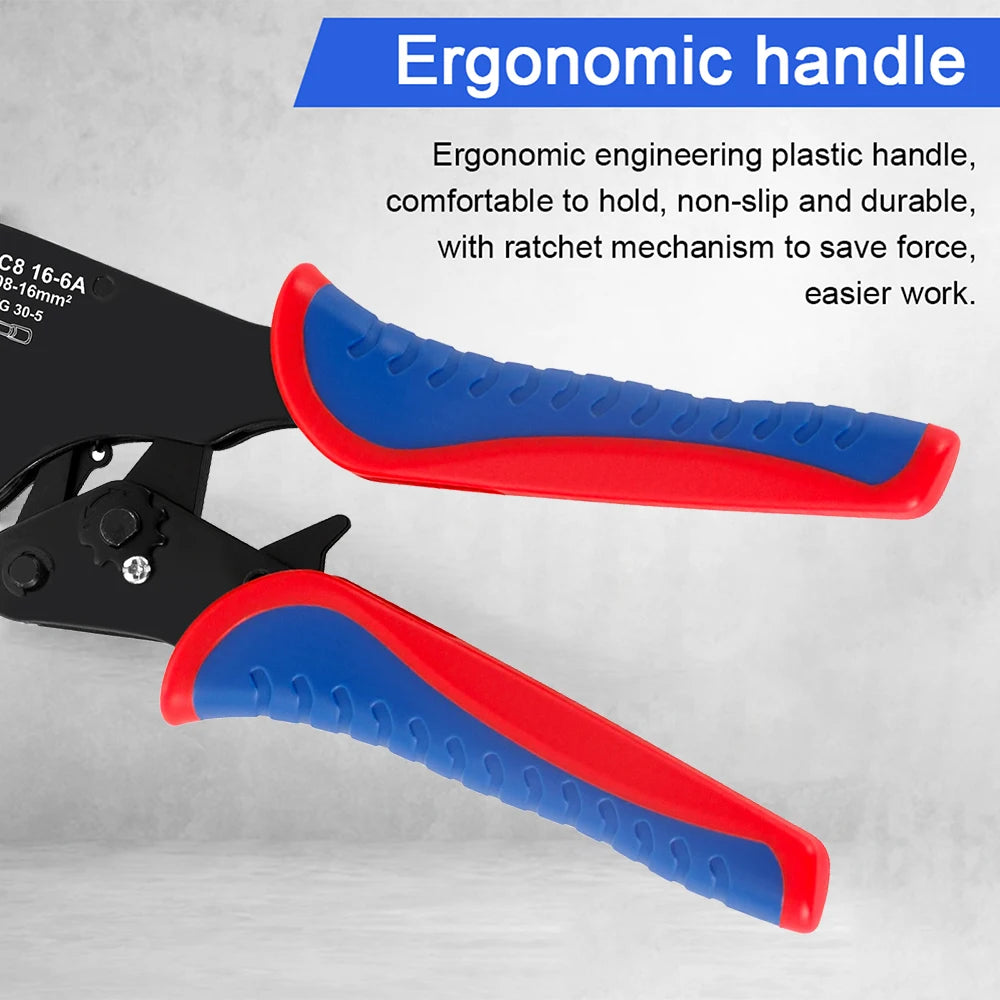 Ferrule Crimping Tool HSC8 16-6A Tubular Terminal Mini Pliers For Large Size Terminals Electrical Clamps 0.08-16mm²/30-5AWG