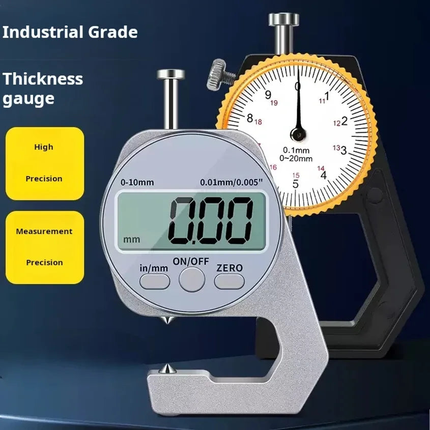 Digital Display Thickness Gauge Zinc Alloy Electronic LCD Micrometer Metric Imperial Wall Thickness Measurement Tools 0-10/20mm