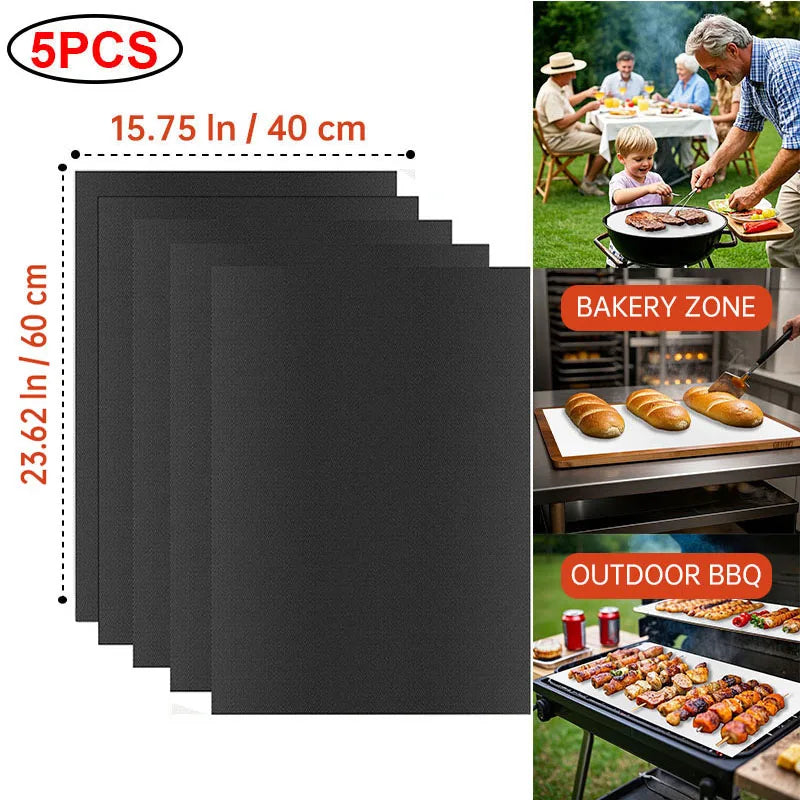 Copper Grill Mats for Outdoor Grill 60*40cm Cooking Grill Sheet Heat Resistance Kitchen BBQ Tool Reusable Easy to Clean Barbecue