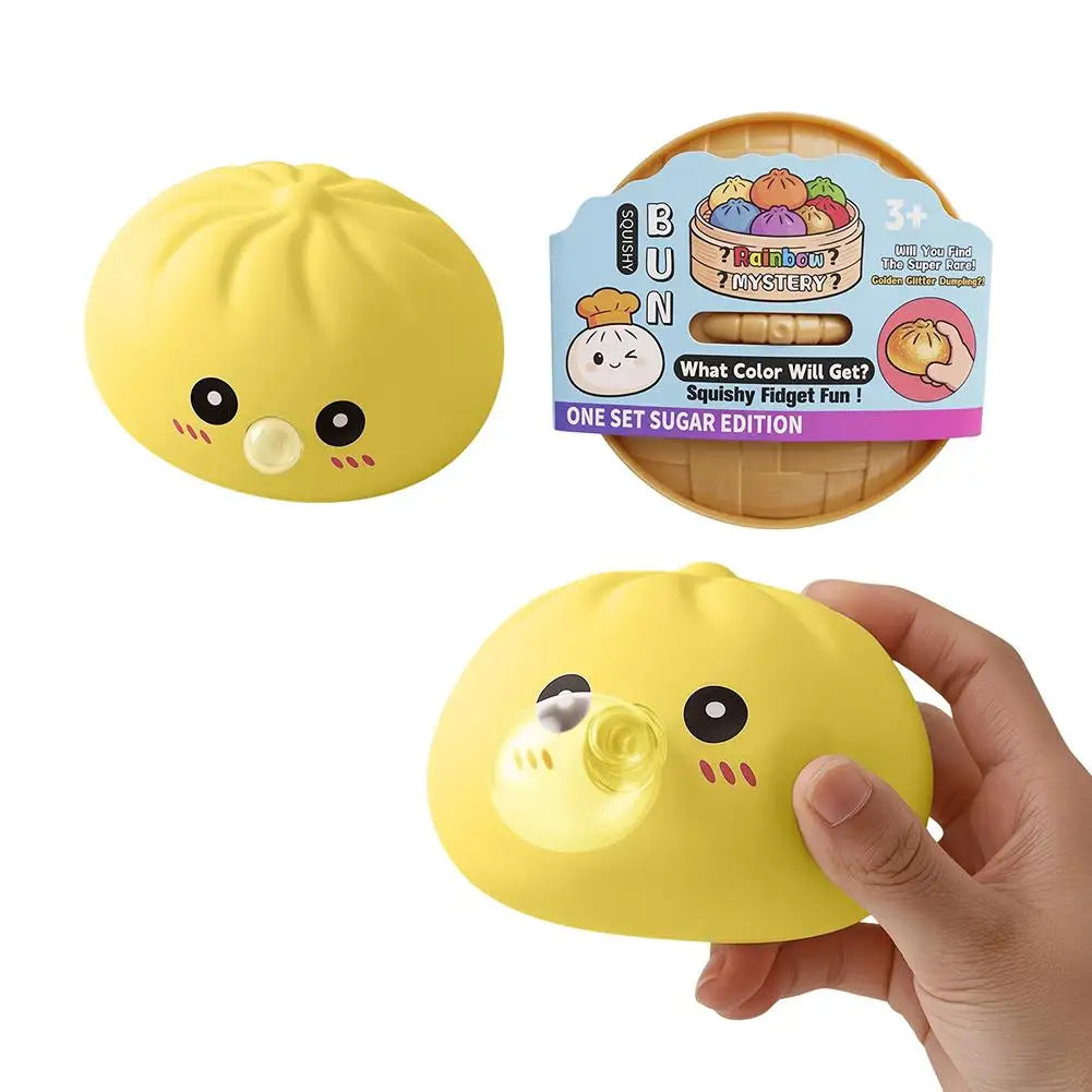 Glitter Dumpling Squishes Stress Balls 2026 Viral Fidget Toy Colorful Simulation Steamed Bun Decompression Toy for Anxiety