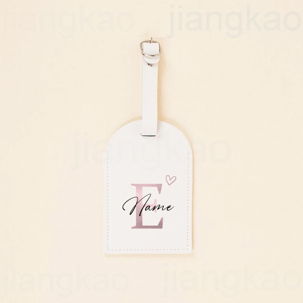 Personalized PU Luggage Tag Heart Letter with Name Suitcase Label Baggage Tags Travel Accessorie Wedding Birthday Gift for Her