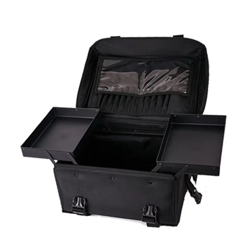 KLQDZMS Professional Cosmetic Case Female Oxford Cloth Beauty Manicure Toolkit Large Capacity Trolley With Wheel Luggage Bag