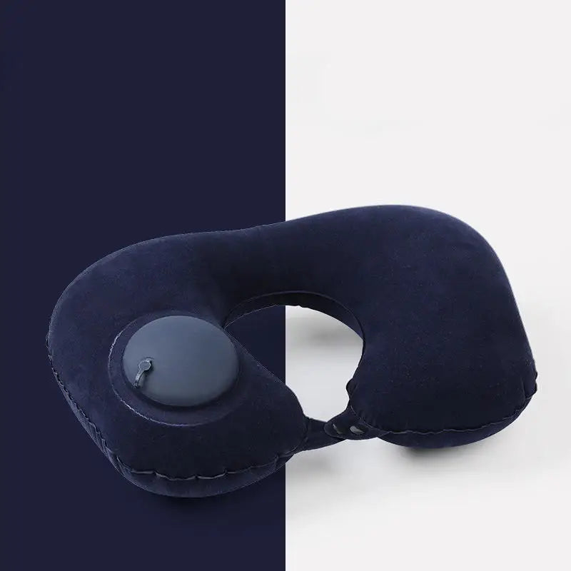 Car Portable Neck Protection U-shaped Compression Inflatable Pillow, Outdoor Nap, Camping, Travel Flocking PVC Airplane Pillow