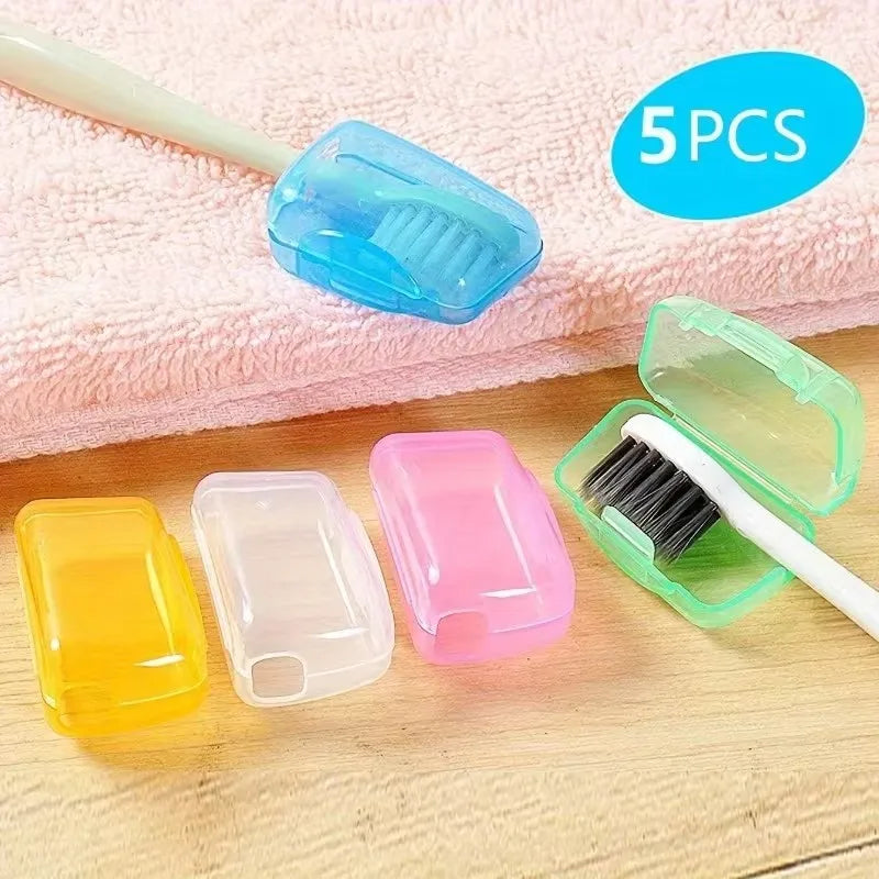 5pcs Portable Toothbrush Cases – Durable Travel Storage, Easy Clean, Unscented, Personal Hygiene