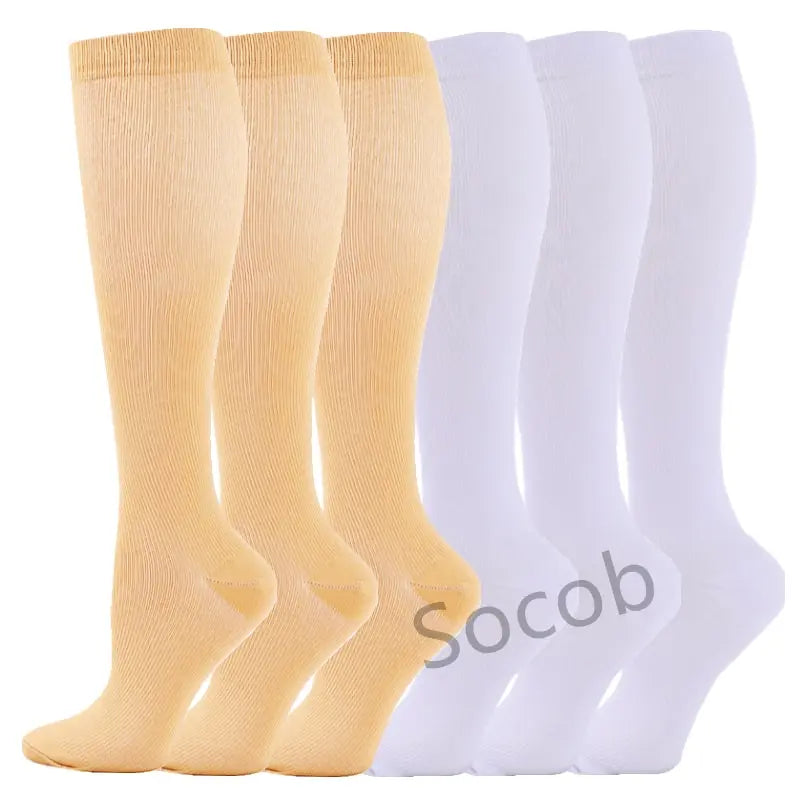 6/7 Pairs Compression Socks Varicose Diabetes Sock Running Cycling Hiking Touring Bicycle Marathon Outdoor Rugby Edema Long Tube