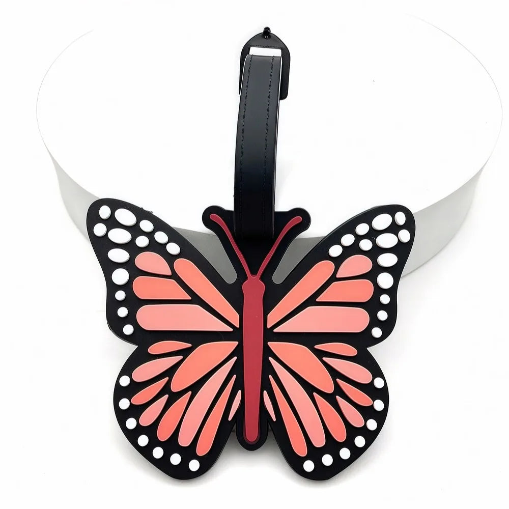 Butterfly-shaped luggage tag with strap, durable luggage, suitable for travel, easy to find your travel luggage.xtz