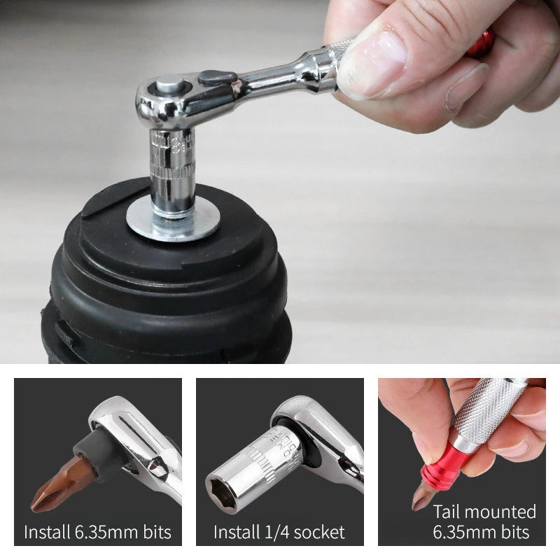 Mini 1/4 inch Double Ended Quick Socket Ratchet Wrench Socket Screwdriver Bit Driver Quick Release Ratchet Wrench Hand Tools