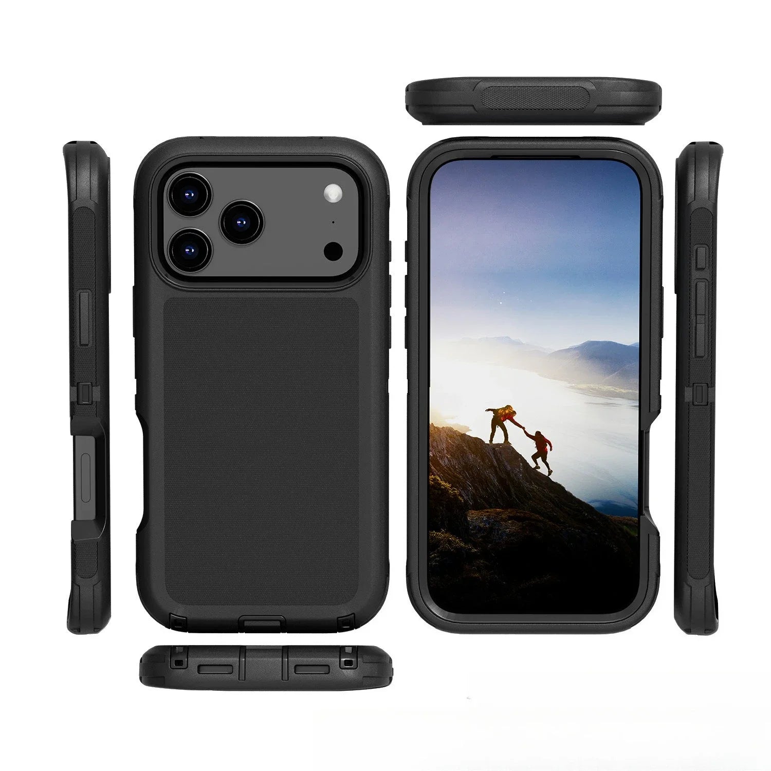 Rugged Shockproof Case with Belt Clip 2-Tone Design Heavy Duty Protection Armor Shell for IPhone 17 Air 16 15 14 Plus 13 Pro Max