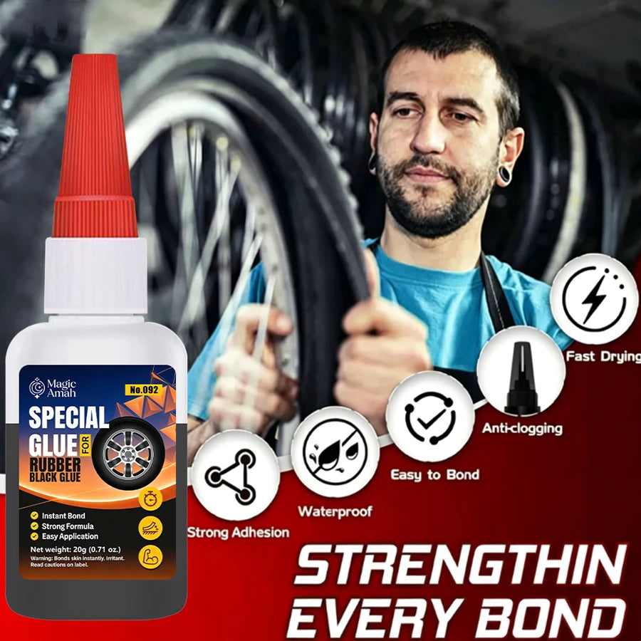 Black Instant Tire Repair Glue, Strong Waterproof Rubber Adhesive For Car Motorcycle Bicycle Tyre Crack Repair