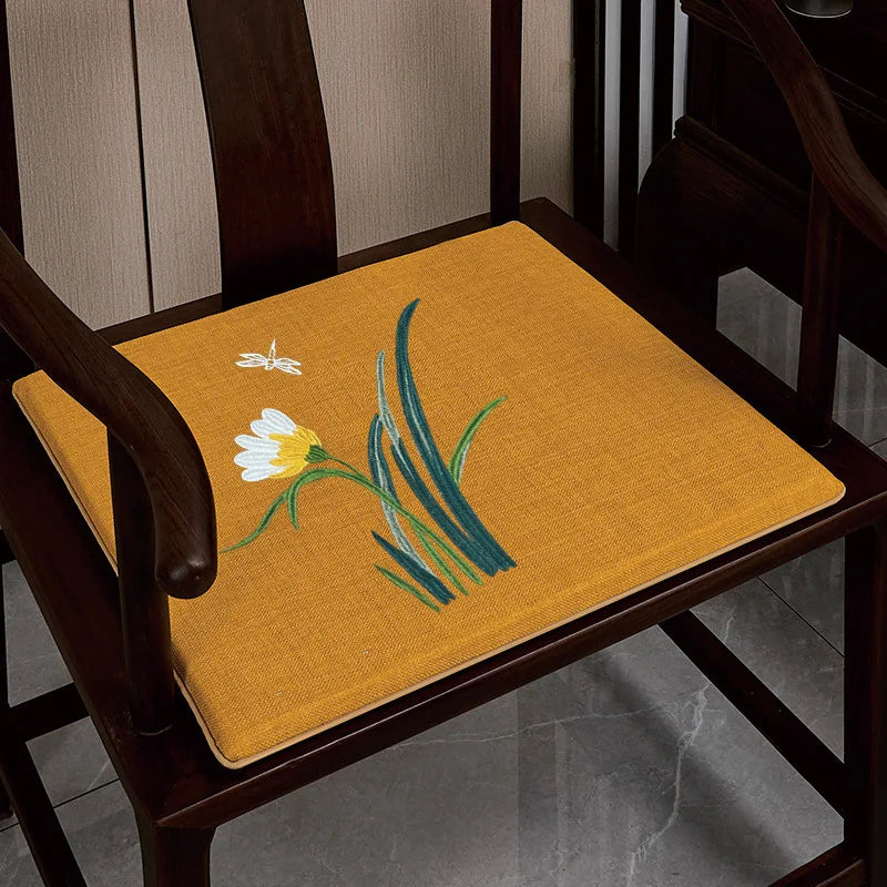 Chinese-style Dining Chair Seat Cushion Chair Pad Thickened Sponge Cushion Solid Wood Ring Chair Anti-slip Tea Chair Cushion