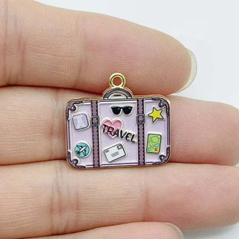 10pcs Fashion Enamel Printed Handbag Series DIY Jewelry Accessories Keychain Bag Drip Oil Alloy Pendant