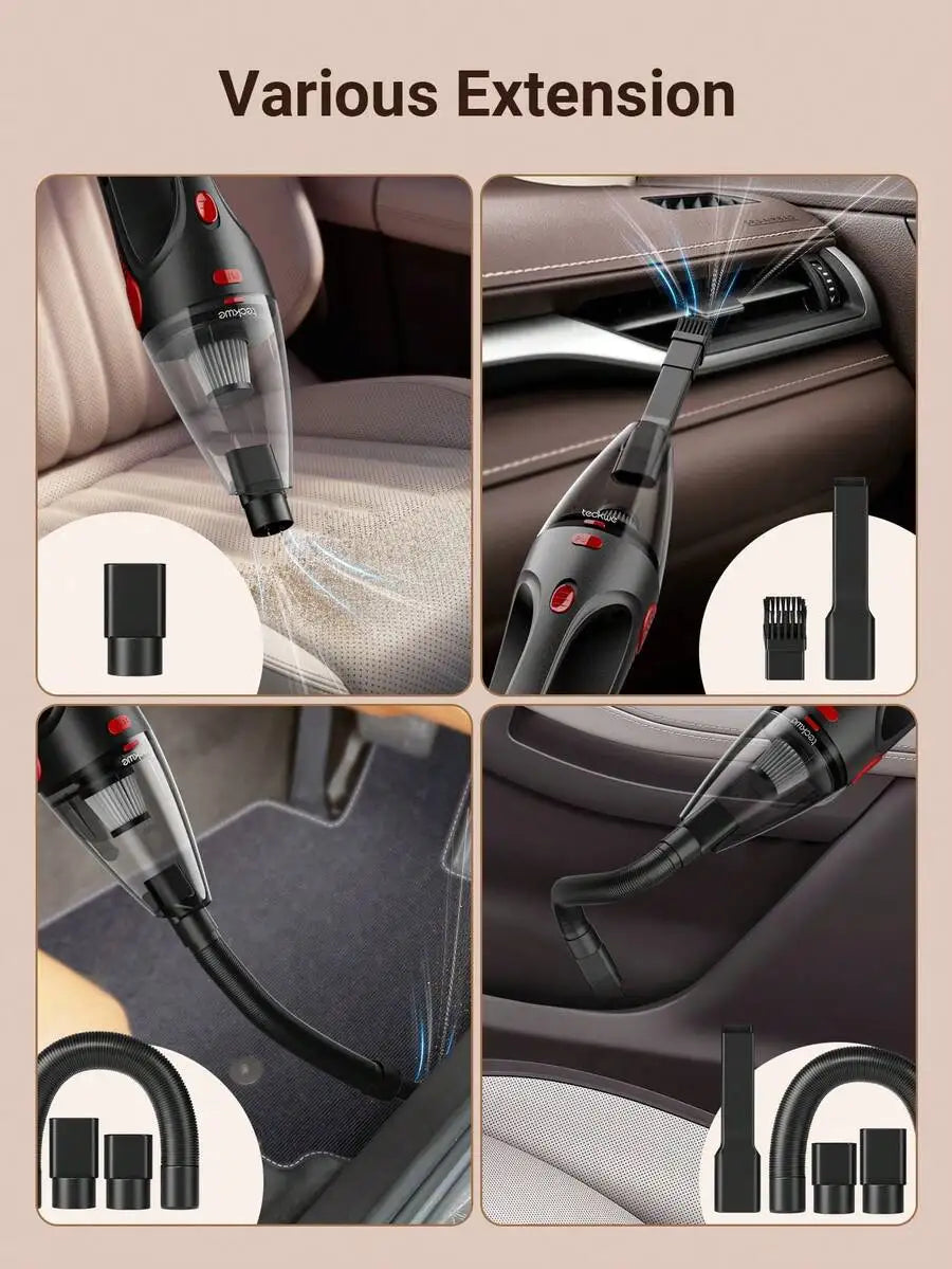 Portable Car Vacuum Cleaner,Car Handheld Vacuum,Wet & Dry,5 Nozzles,Multiple Filtration,Long-Lasting Suction For Car Clean