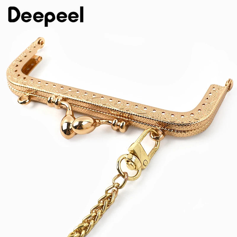 1/2/5Pcs 8.5-20cm Metal Gold Embossed Bag Handle Purse Frame Kiss Clasp for Women's Handbag Wallet DIY Handmade Bags Accessories