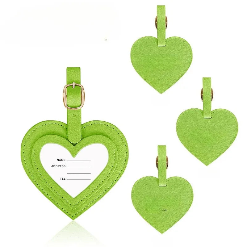 Fashion Heart Luggage Tag PU Leather Suitcase Anti-Loss Travel Baggage Tag for Suitcase Tags for Suitcases Luggage Handle Tags