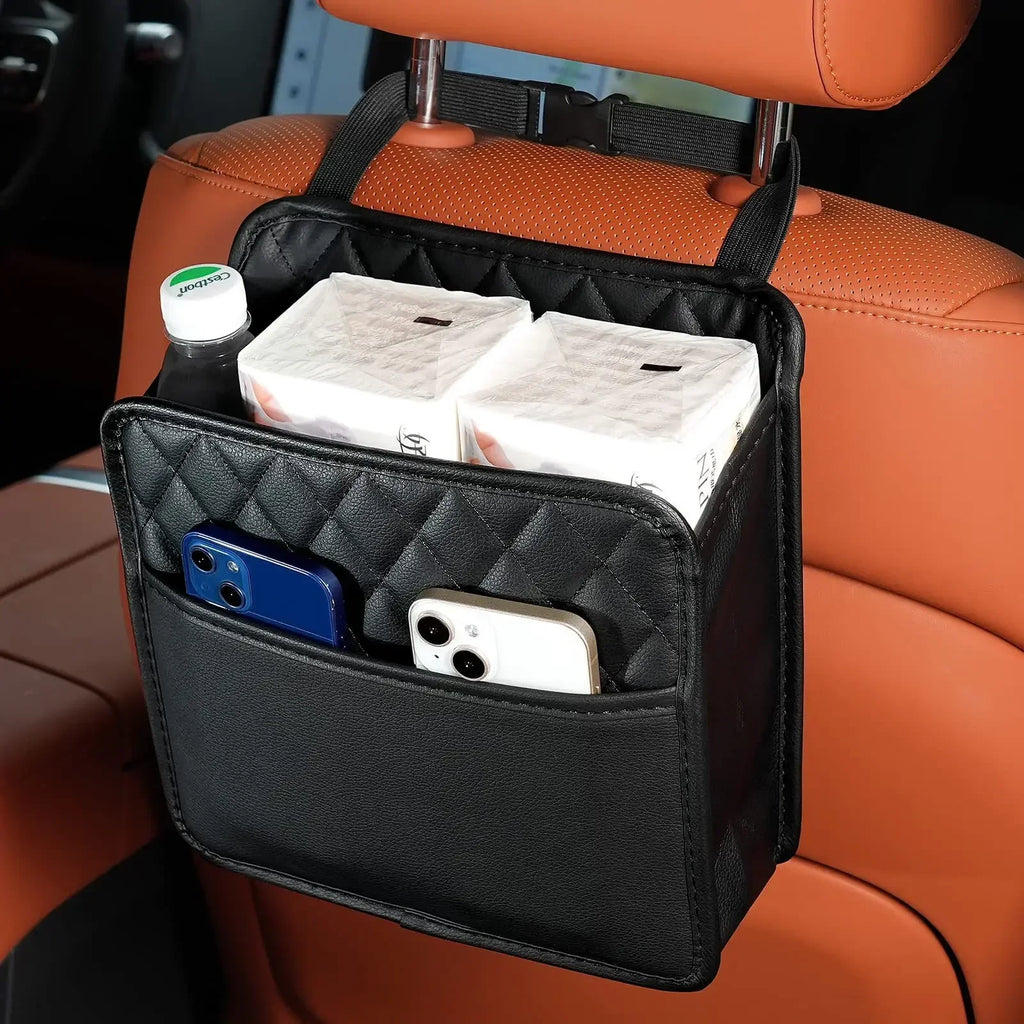 kkjoy Multi-functional car seat back storage bag Leather storage bag Garbage bag Storage bag Garbage can storage for most models