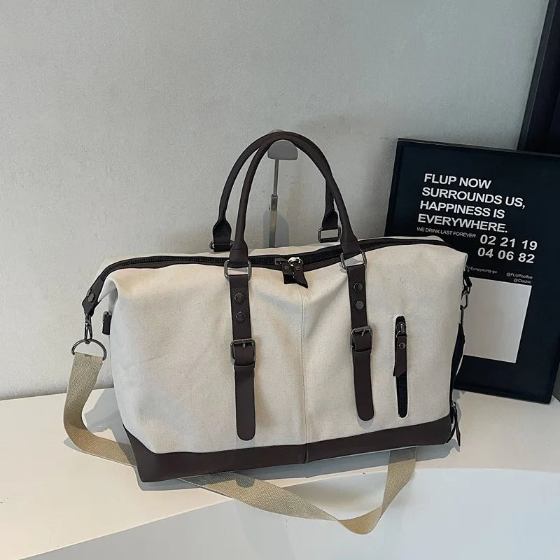 Canvas Travel Tote Bag For Men Large Capacity Short Trip Shoulder Duffle Handbag Fashion Luggage Prop