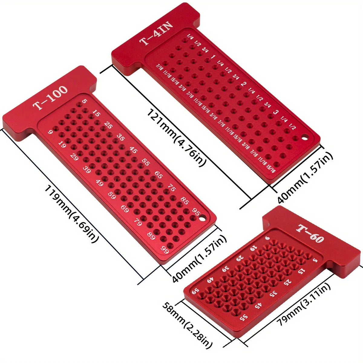 Aluminum T Square Marking Gauge Right Angle Protractor Dual Scale Woodworking Carpenter Layout Scribing Ruler