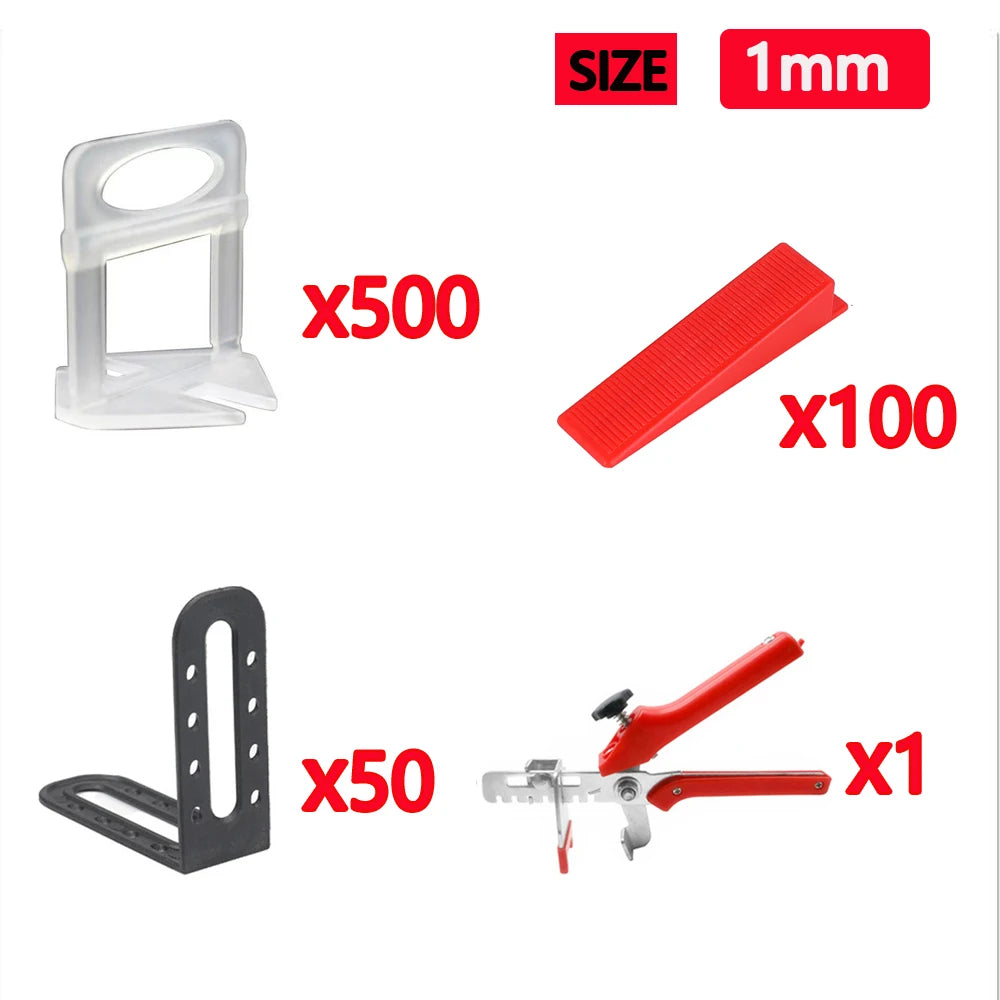 25-1200PCS Floor Tile Leveling System Clips Spacers Straps Tile Piler Wadge for Ceramic Tile Laying Leveling Construction Tools