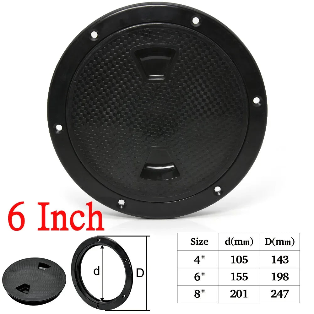ABS Plastic Round Non-Slip Inspection Hatches with Detachable Cover Marine Screw Out Access Hatch Cover For Kayaks Yacht 4'' 6''