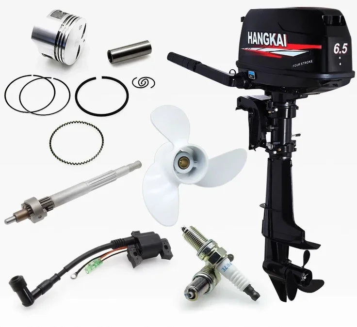 HANGKAI Outboards Original Parts for Hangkai 4-stroke 6.5 HP Outboard Parts Boat Engine Propeller Spark Plug Crankshaft Gear