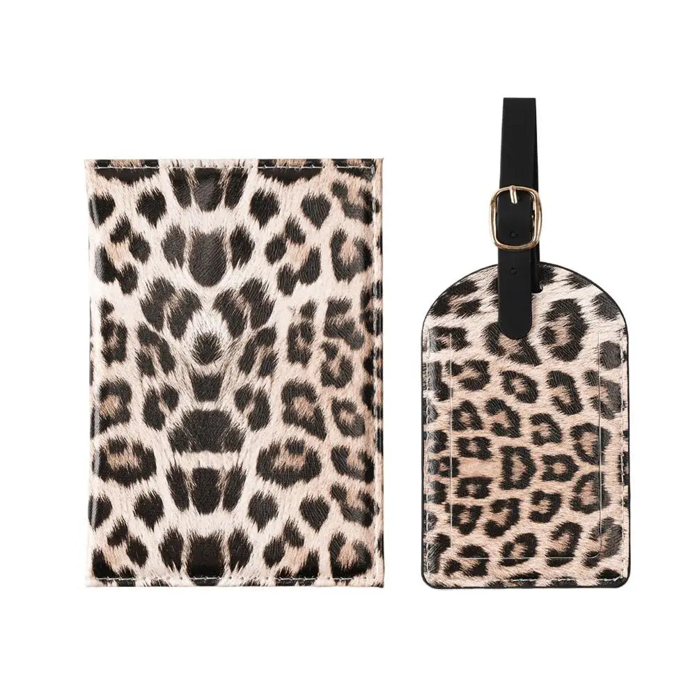 Leopard Print PU Leather Passport Cover Holder  Travel Accessories Set Slim Wallet Ultra-thin Cardholder Pouch ID Card Slot
