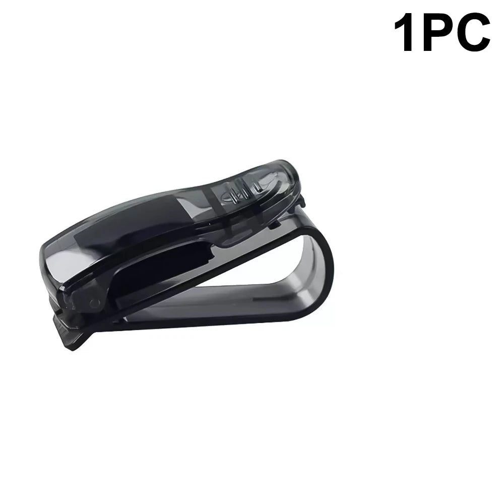 2PC Black Universal Car Sun Visor Sunglasses Holder, Multifunctional Eyeglasses Clip Card Ticket Pen Storage Box
