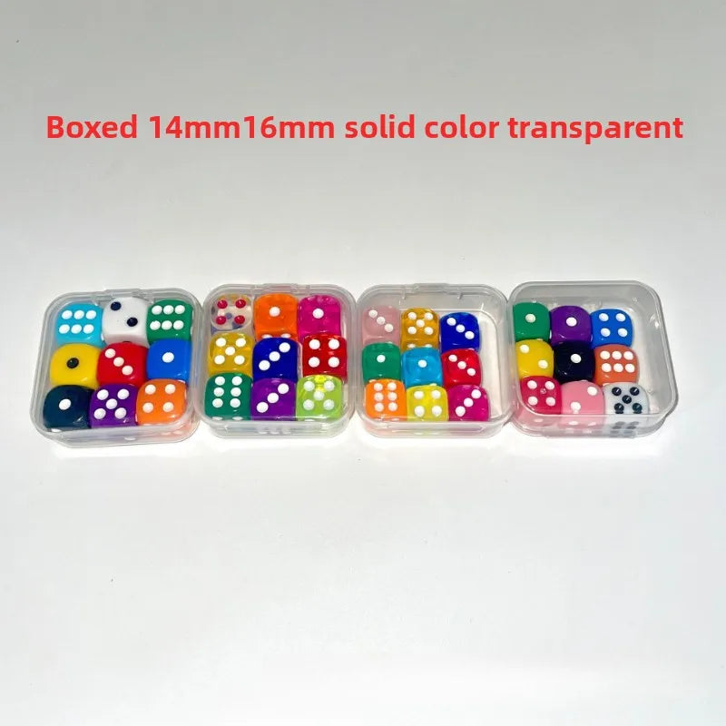 9 Pieces Transparent Color Dice with Box 6 Sided Dice for Board Games 14mm 16mm Bulk for Math Learning Dice for Classroom