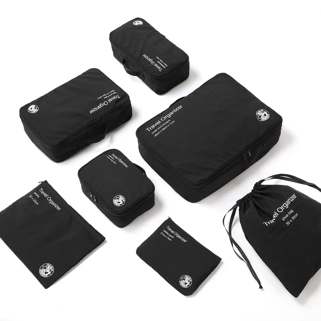 7Pcs Set Travel Bag Organizer Suitcase Packing Cubes Cases Portable Wardrobe Luggage Clothes Shoe Storage Pouch Packing Cubes