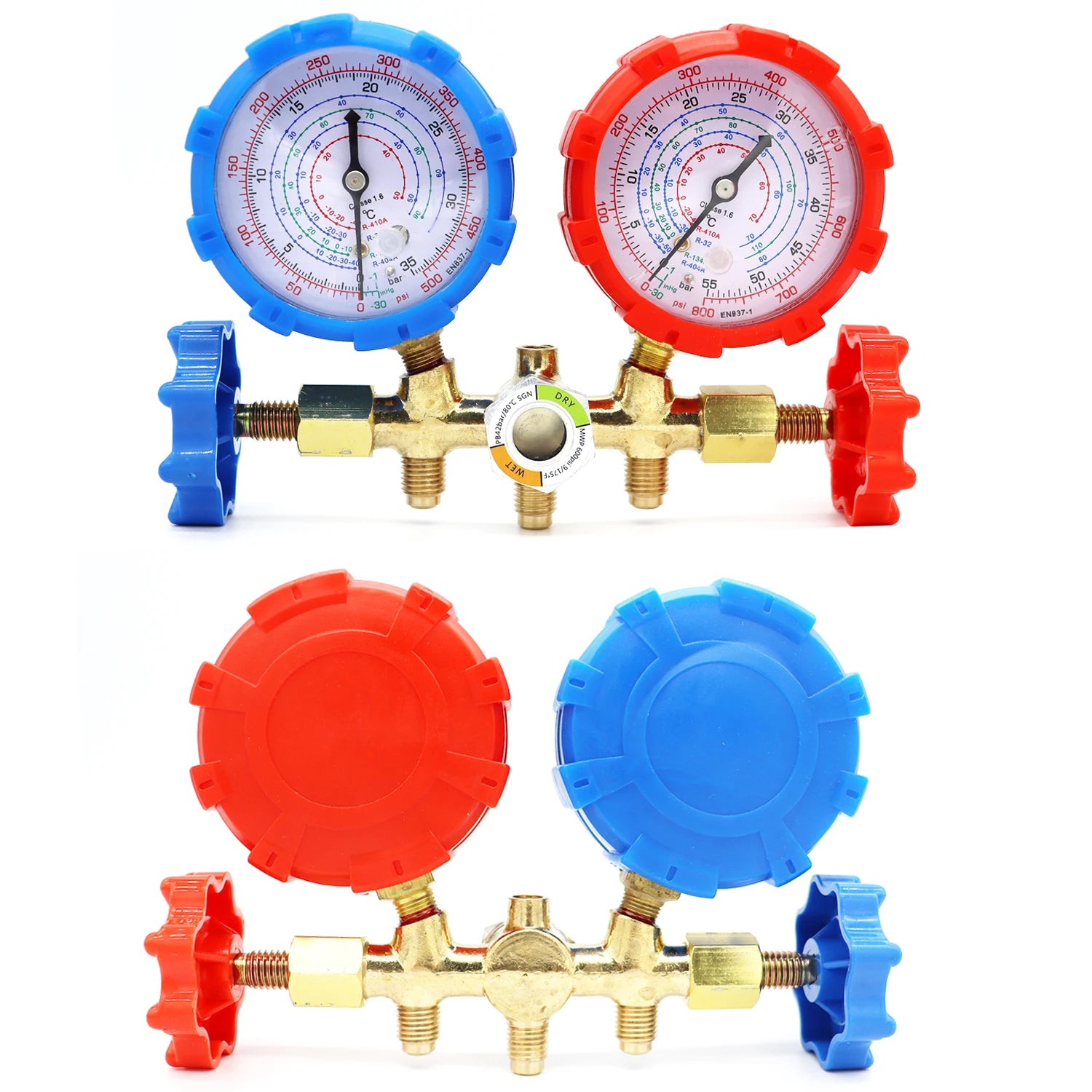R410a 3 Way AC Diagnostic Manifold Gauge Set for Freon Charging Fits R32 R410a R-404A R-134a Refrigeration Manifold Gauge Air