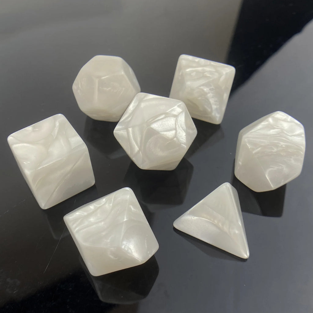 7 Pcs Set of Black White Blank D20 D12 D10 D8 D6 D4 Polyhedral Dice Kit for Kids DIY Engrave Print for Party Board Game DND TRPG