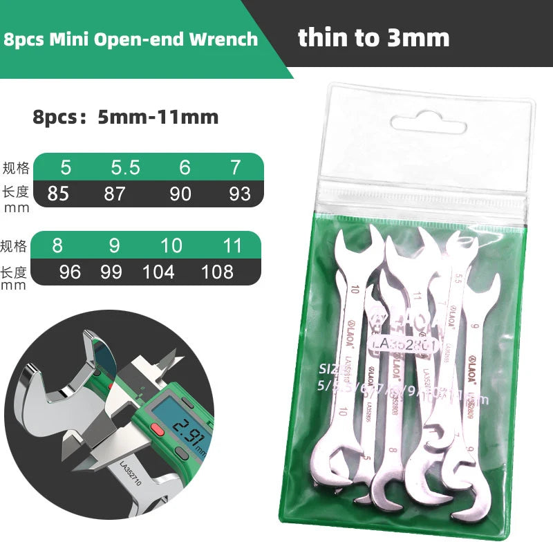 LAOA Mini Double Ended Spanner Open-End Wrench Rool Wrench Can Be Carried with You 5mm-11mm