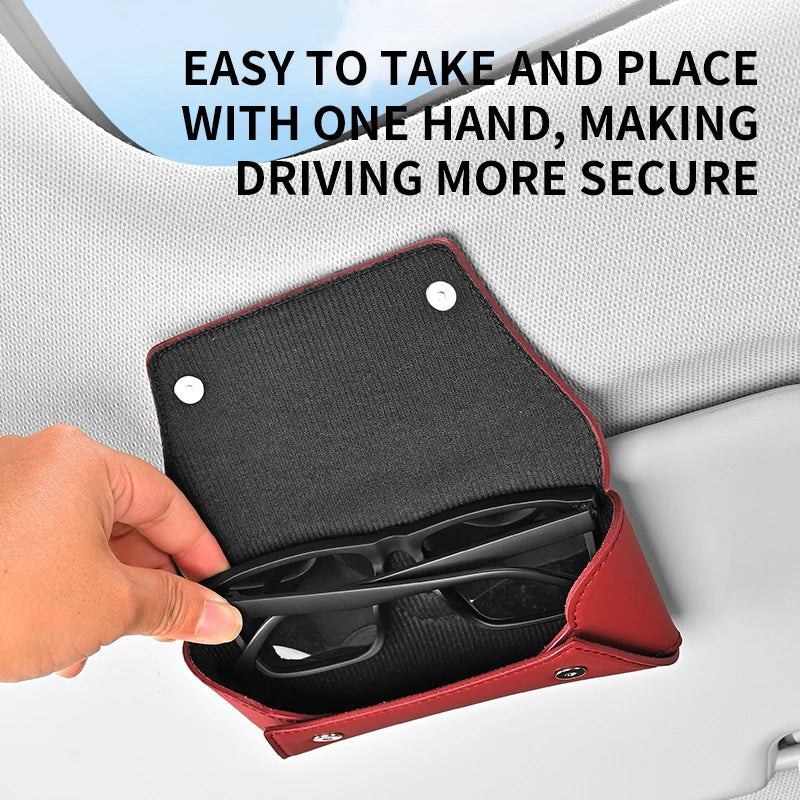 Car Sunglasses Holder Case Universal Auto Sun Visor Glasses Box Clip Sunglasses Holder Fastener Magnetic Eyeglasses Storage Bag