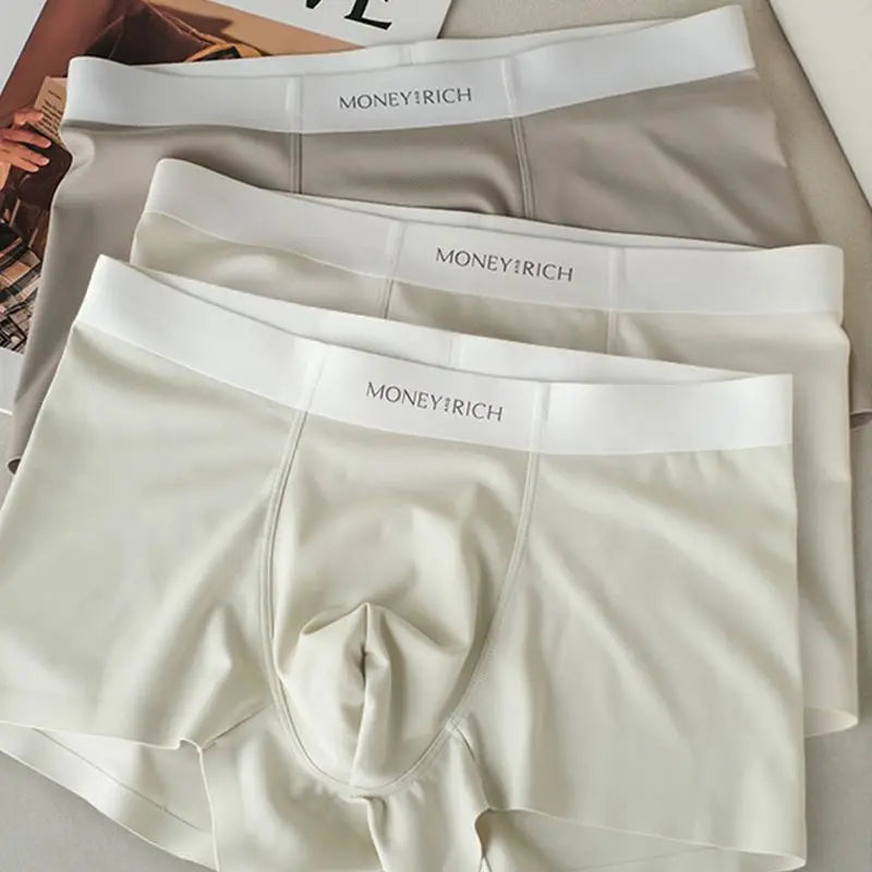 3PCS Men's Underwear 7A Bacteriostatic Cool Feeling Teenager Seamless Large Size Nude Comfortable Underwear Men