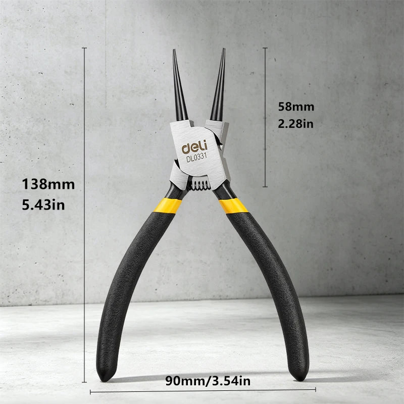 Deli 5inch Circlip Pliers, Needle Nose Pliers, Retaining Ring Pliers, for Removing Installing Puller Locking Rings Shafts