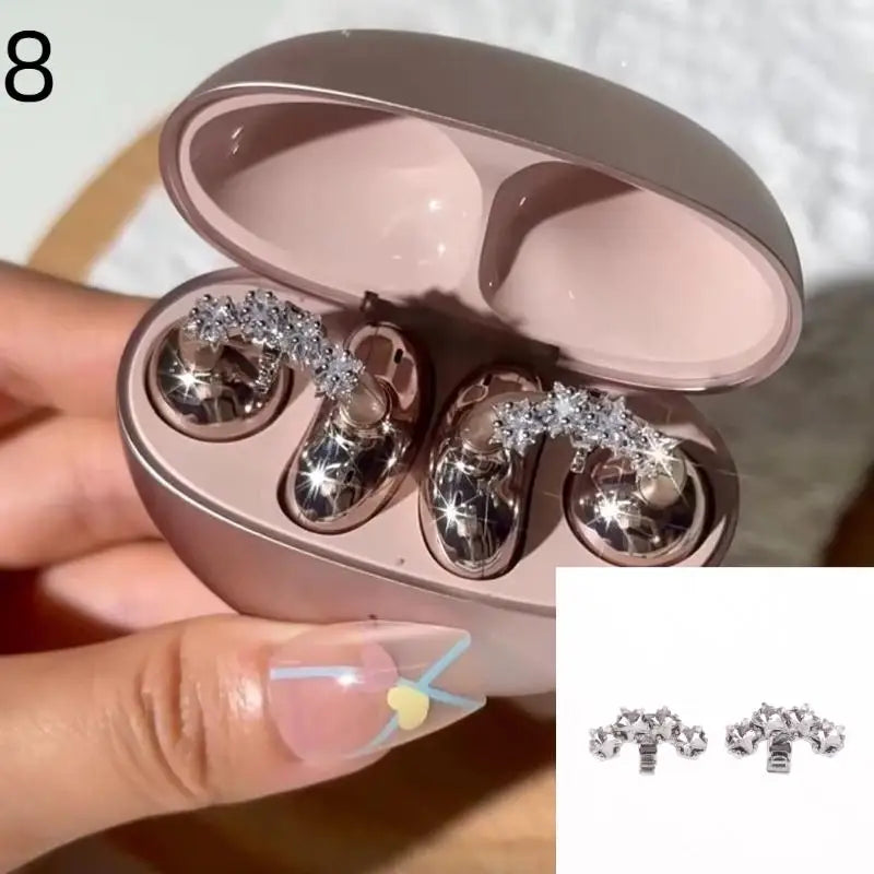 (.) 1Pair DIY Headphone Diameter Buckle Zircon Decorative Headphone Decoration Clip Removable Easy To Install Earbud Accessories
