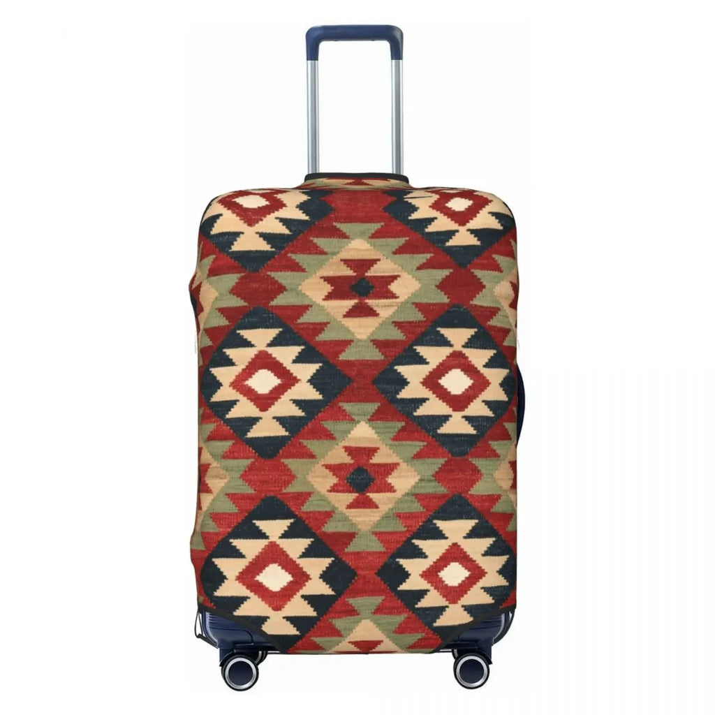 Vintage Turkish Kilim Suitcase Cover Washable Bohemian Geometric Diamond Tribal Ethnic Art Luggage Covers Protector