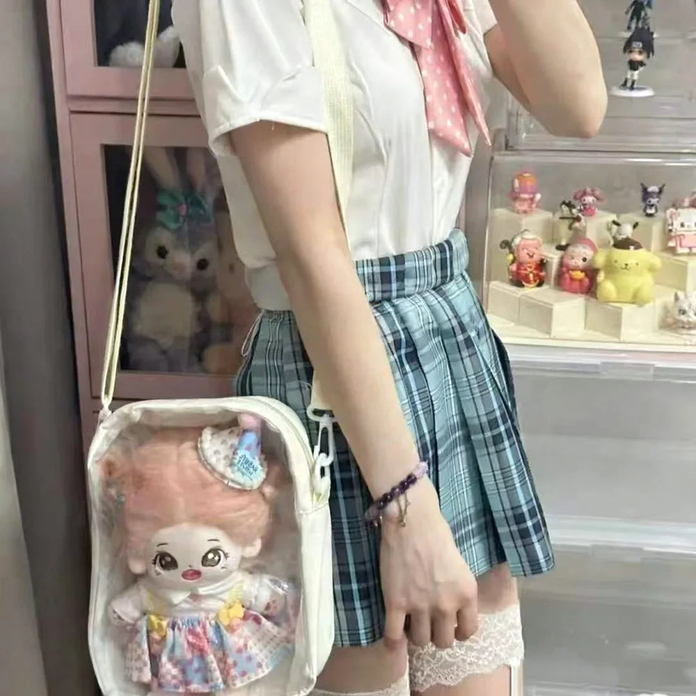 Kawaii 20cm Doll Ita Bag, Anime Style Transparent Crossbody Tote Bag, Casual & Versatile for Students