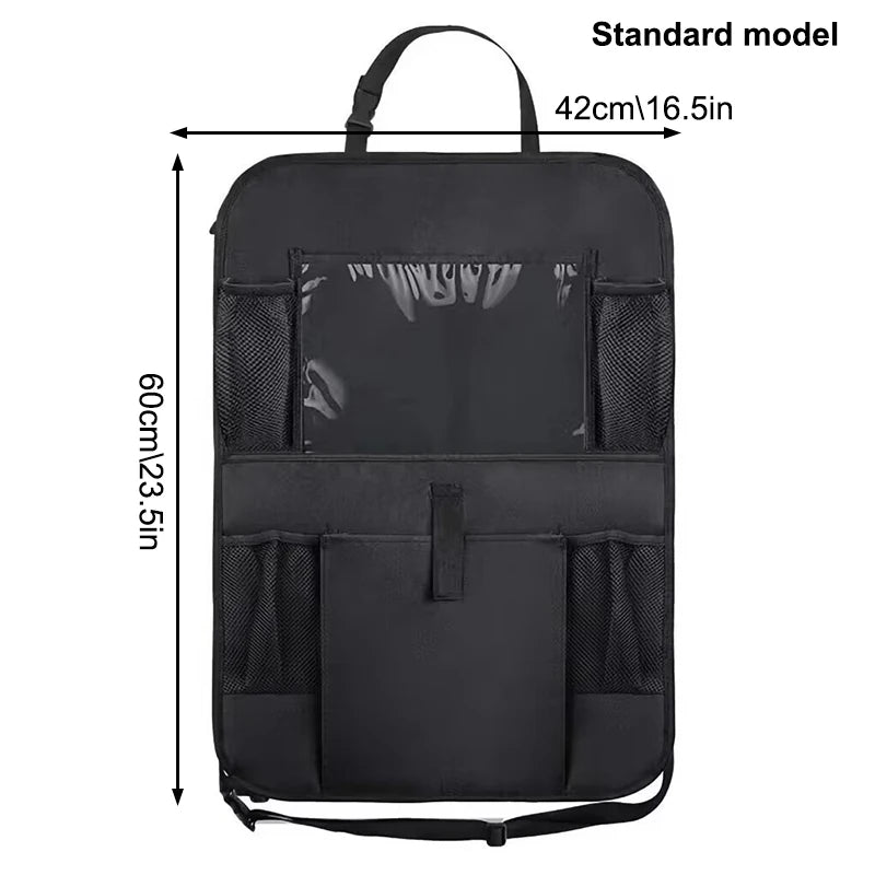 〔R〕Multifunctional Car Backseat Organizer with Foldable Tray,Tablet Pocket & Multiple Pockets,Waterproof Car Seat Storage Bag