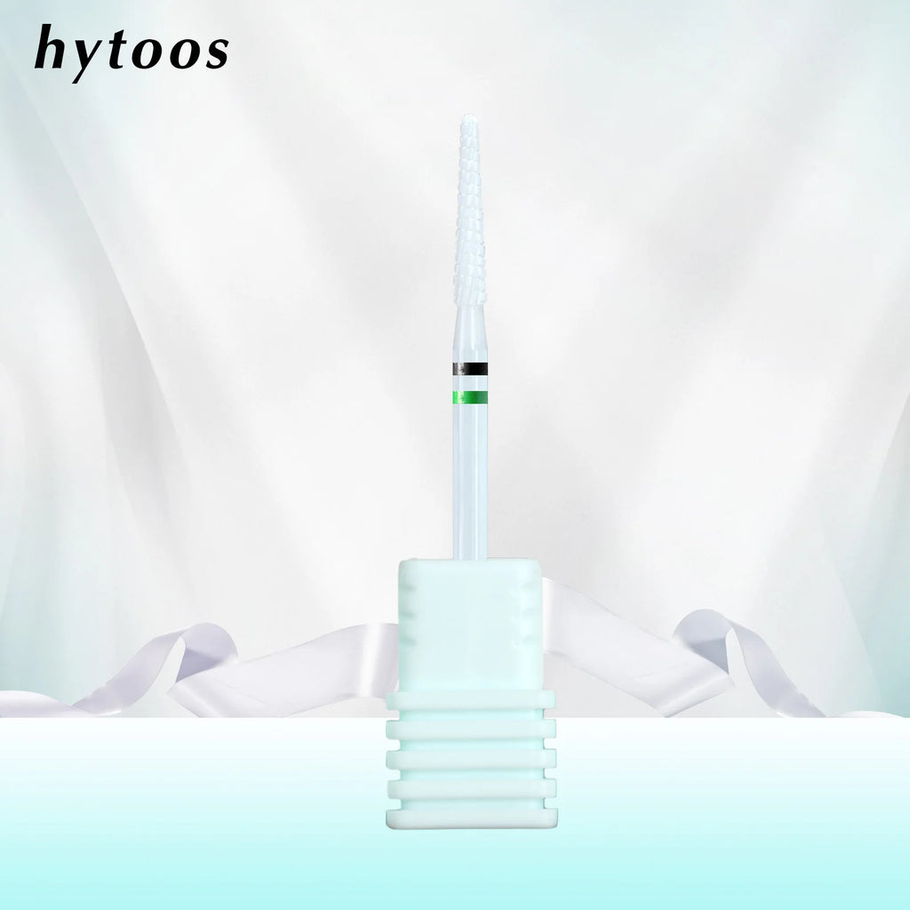 HYTOOS Cone Cuticle Cleaner White Ceramic Nail Drill Bits for Dead Skin Clean NailPrep Tool Drill Bits for Manicure Technicians