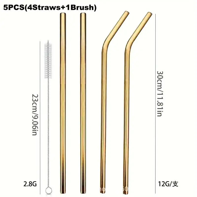 30cm Straws for CUP Reusable Stainless Straws 4Set Colorful Healthy Eco Friendly Drinking Straws for Cocktail Smoothie