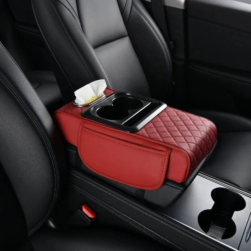 1PC Car armrest box pad, height pad, beverage cup holder, multifunctional storage, universal central armrest pillowcase