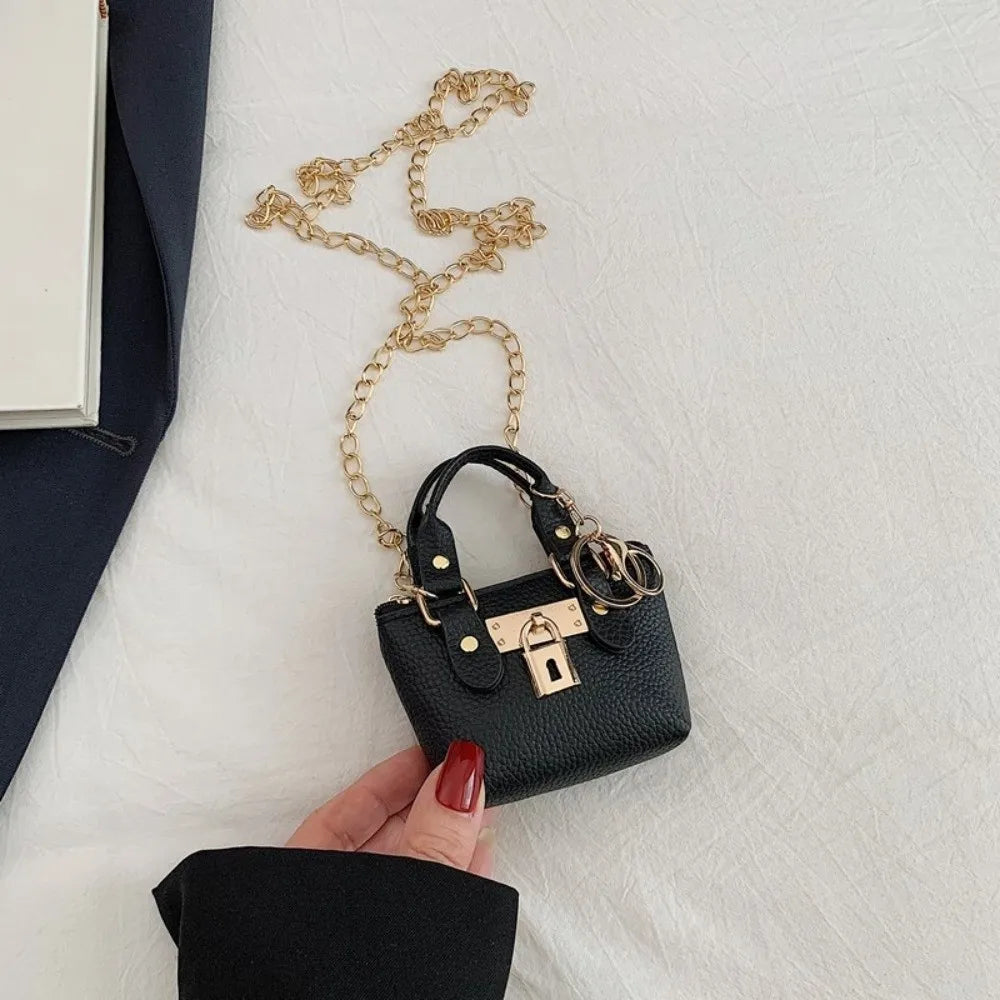 Portable Mini Small Square Bag Hand-held One-shoulder Shoulder Bag Chain Strap Wallet Keychain Women