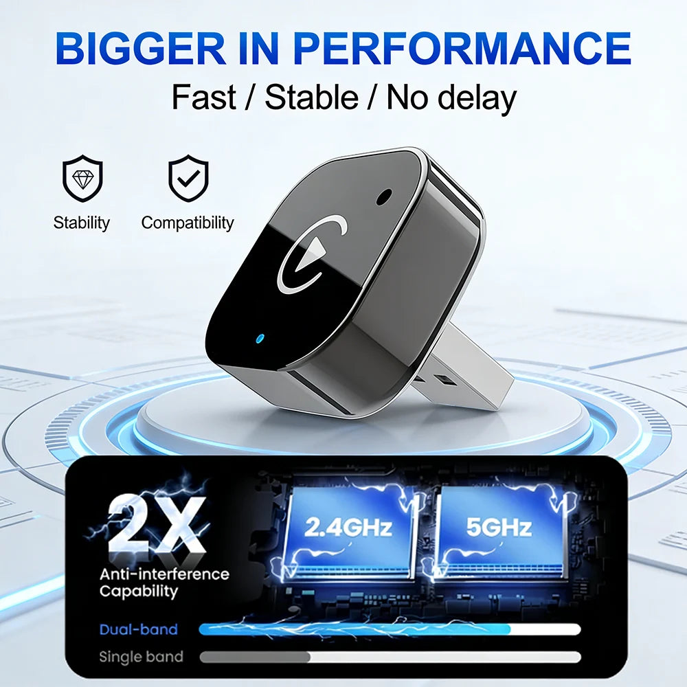 2026 Trending Wireless CarPlay Adapter for Apple iPhone & Android, 2-in-1 Adapter Convert Wired to Wireless Dongle