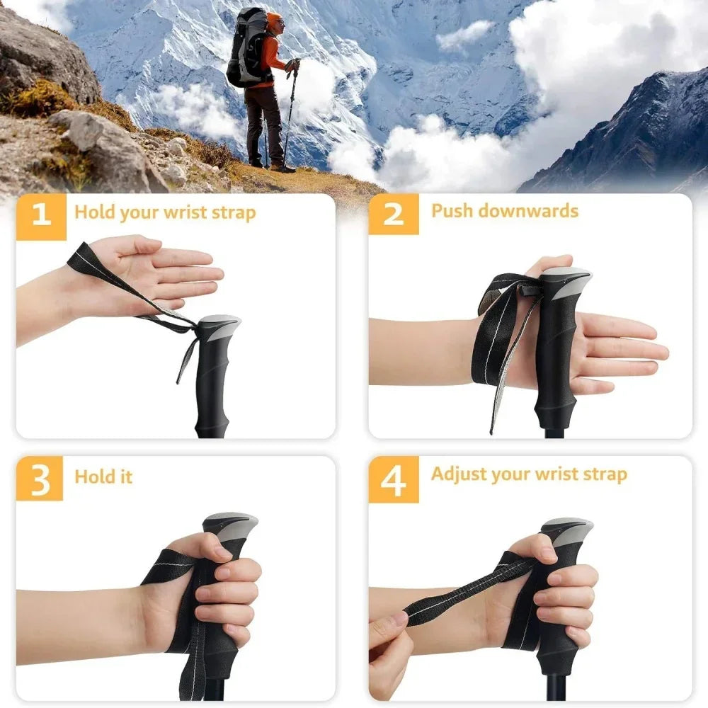 2PCS Ultralight Foldable Trekking Poles Telescopic Nordic Hiking Walking Sticks Portable Outdoor Camping Trail Running Canes