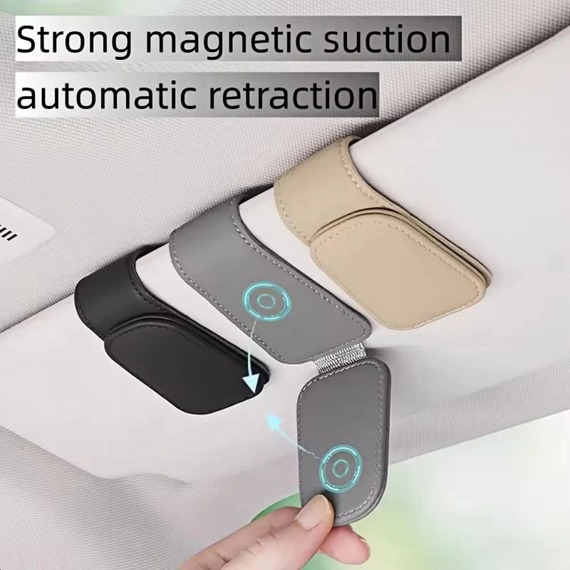 1PC Universal Magnetic Car Sunglasses Holder Eyeglass Clip Sun Visor Auto Glasses Organizer Storage