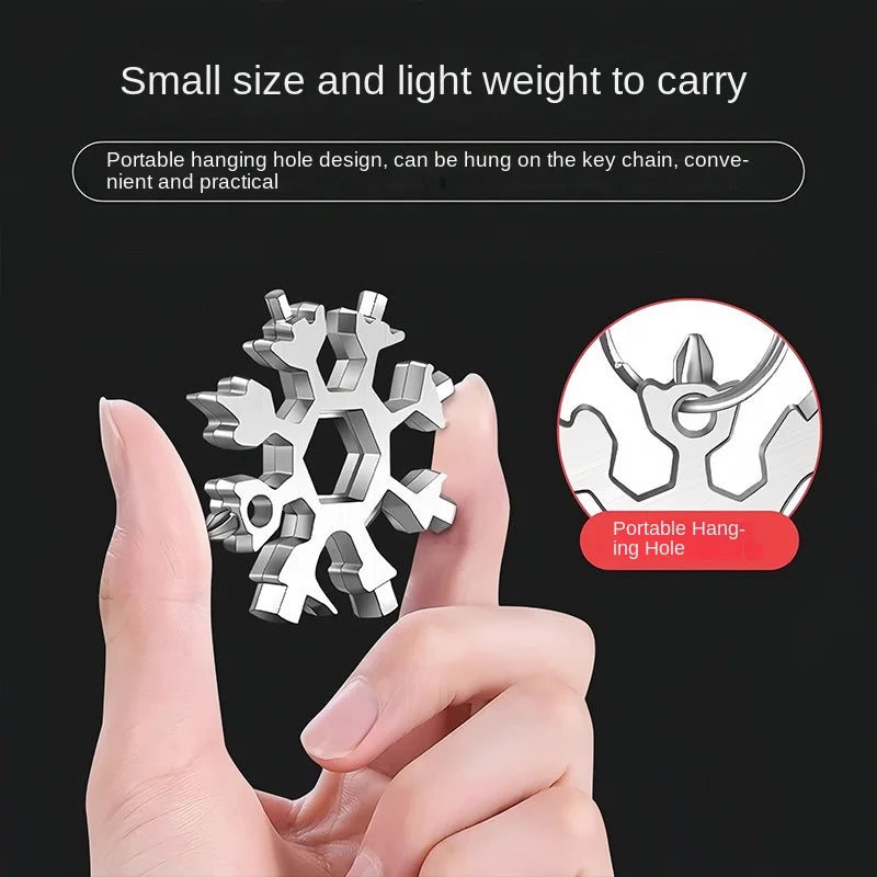 4233 Multifunctional Snowflake Wrench Keychain Portable Hexagon Thick High Carbon Steel Octagonal Mini Universal Wrench Tool
