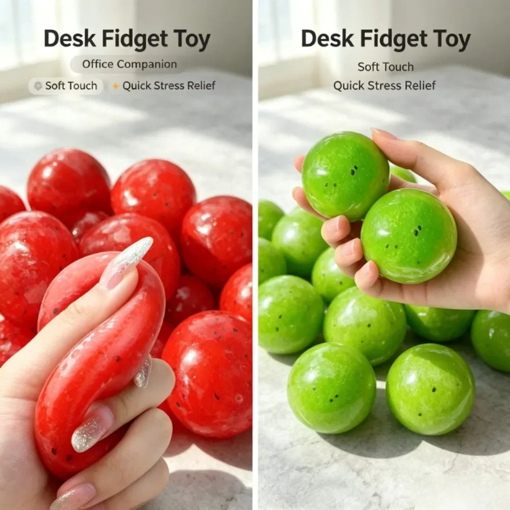 Kiwi & Watermelon Slush Squeeze Ball Squishy Fidget Toy Crunchy Sound Handmade Squishy Ball Realistic Simulation Decompress Toy