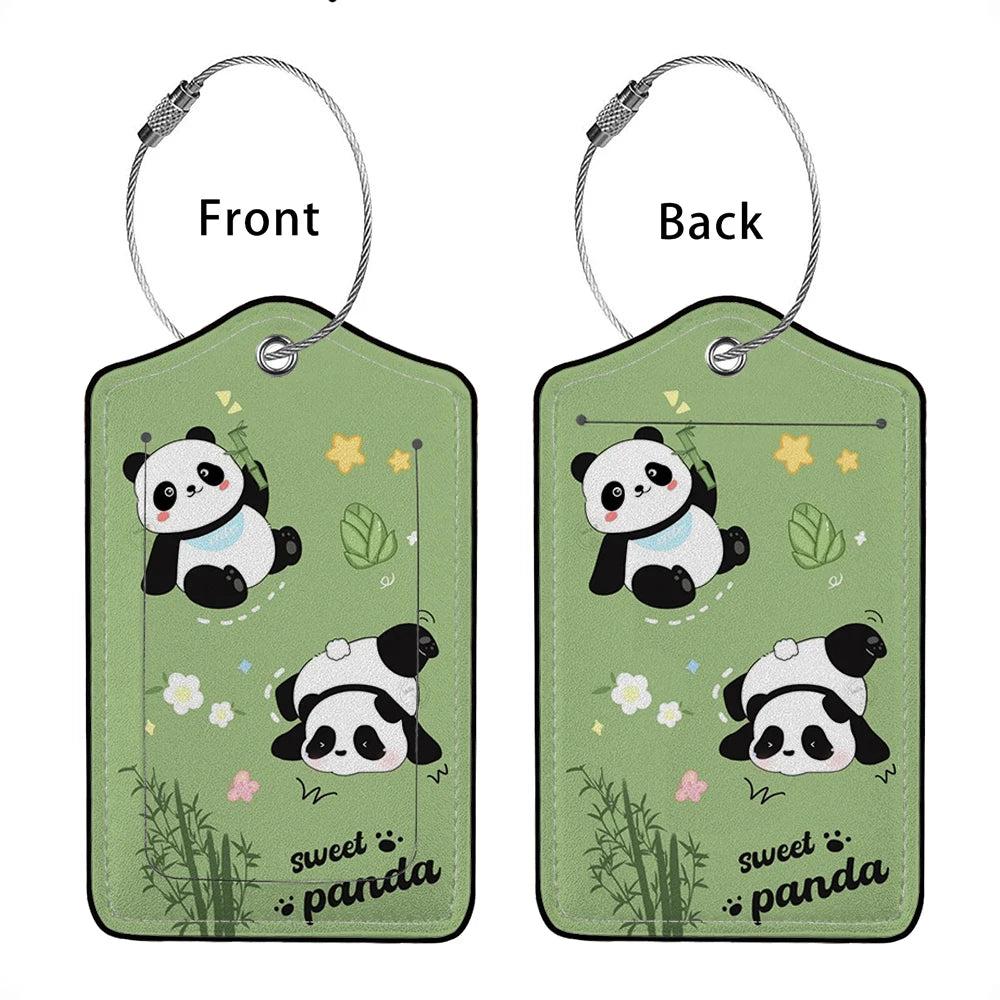 HOT SALE Cute animals Leather Business Luggage Tag Suitcase Address Label Luggage Boarding Case Label Name ID Address Clip