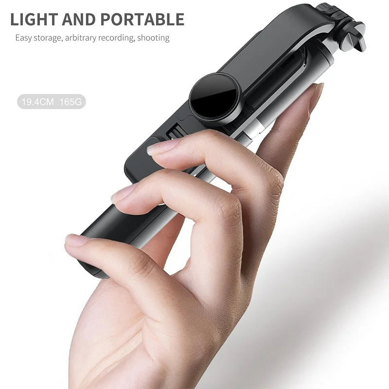 Mini Bluetooth Selfie Stick Foldable Portable Tripod With LED Fill Light Shutter Remote Control For iPhone Phone Live Streaming