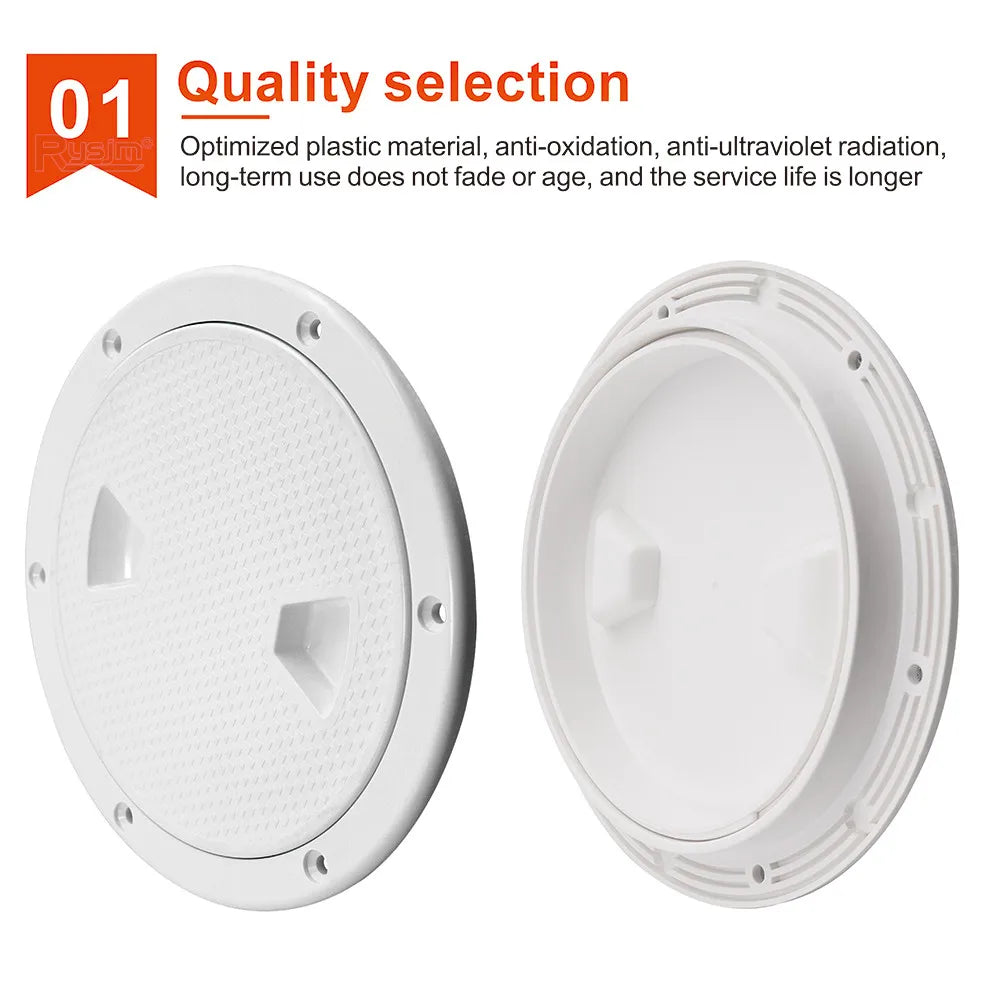 ABS Plastic Round Non-Slip Inspection Hatches with Detachable Cover Marine Screw Out Access Hatch Cover For Kayaks Yacht 4'' 6''